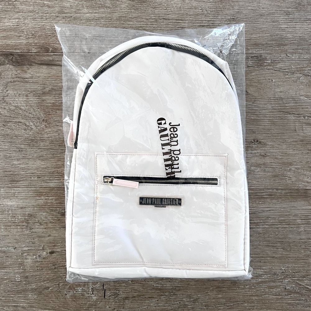 Jean Paul Gaultier | Fragrance Collection Backpack | Light Pink/Cream | Gold Zip